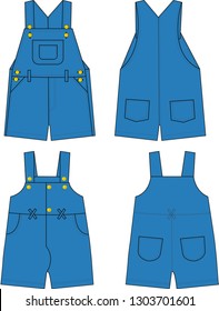 Dungarees  Vector Template Font And Back Side