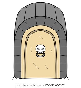 dungeon door illustration hand drawn isolated vector