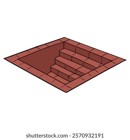 dungeon downstair or basement stair illustration hand drawn isolated vector