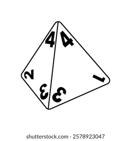 Dungeon and Dragon D4 Dice Outline Icon Illustration on White Background