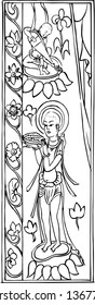 Dunhuang sketch portrait vector