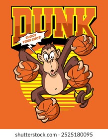 Dunk Shoot Your Shot Cartoon Illustration Design