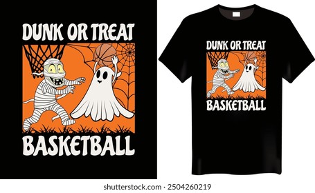 Dunk or Treat Basketball Halloween Diseño de camiseta para el día de Halloween.
