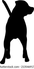 Dunker dog black silhouette on white background.
