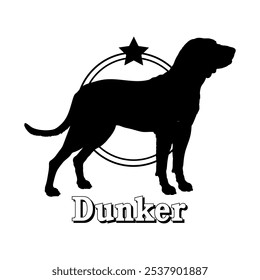 Dunker. dog silhouette,  dog, dog breeds, logo, vector, silhouette, logo design, animal, illustration, icon, sign, design, black,  symbol, pet