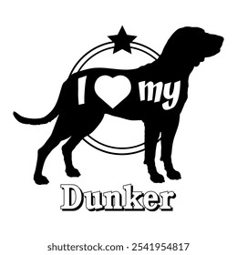 Dunker Hund Silhouette, ich liebe meinen Hund, Hund, Hunderassen, Logo, Vektor, Silhouette, Tier, Illustration, Symbol, Zeichen, schwarz, Haustier,