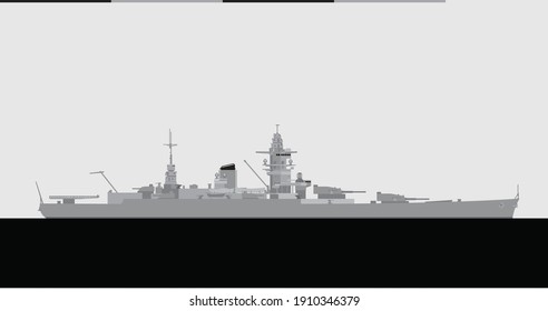 DUNKERQUE 1937. French Navy battlecruiser. Vector image for illustrations and infographics.
