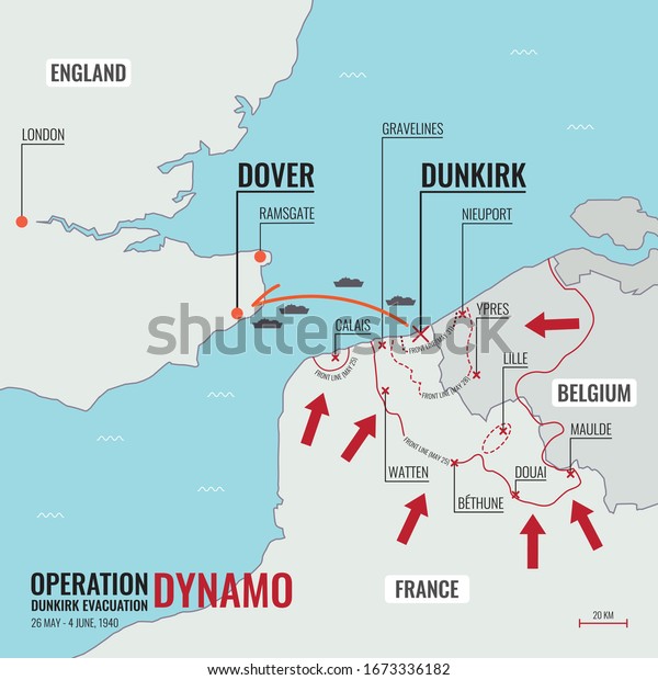 Dunkirk Evacuation Operation Dynamo During World Stock Vector (Royalty Free) 1673336182 | Shutterstock