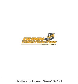 Logotipo de Dunn Construction con el icono amarillo del equipo pesado en el fondo blanco