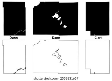 Dunn, Dane and Clark County, State of Wisconsin (U.S. county, United States of America, US) map vector illustration, scribble sketch map