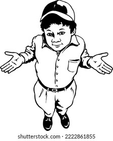 Dunno Kid Shrugging Vector Illustration