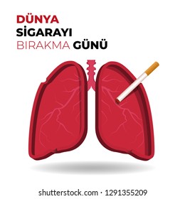 Dunya Sigarayi Birakma Günü (Translation: World No Tobacco Day)Card Design Vector Illustration