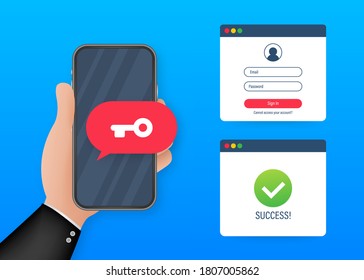 Duo authentication concept banner with text place. Can use for web banner, infographics, hero images. Vector illustration.