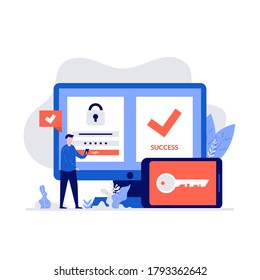 Duo authentication concept with characters. Modern vector illustration in flat style for landing page, mobile app, poster, flyer, template, web banner, infographics, hero images.