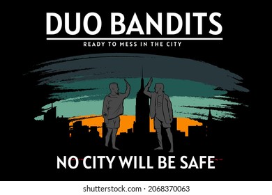 duo bandits retro design hand drawing