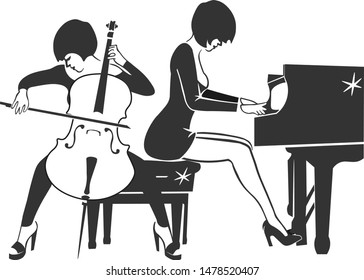the Duo Cellist and piano perform on stage