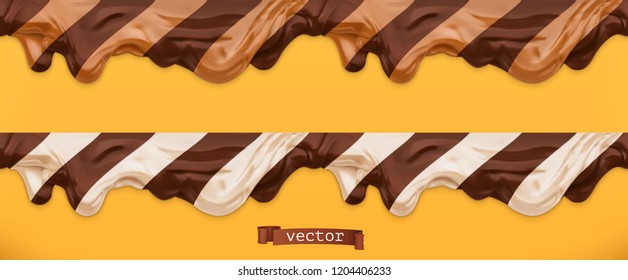 Duo Chocolate Spread. Caramel Flows. Peanut Butter. Seamless Pattern 3d Vector