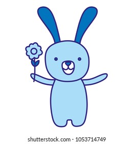 duo color cartoon rabbit animal with flower in the hand
