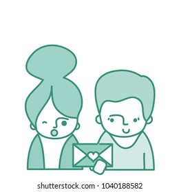 duo color clouple with clothes and love letter message