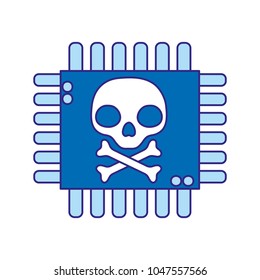 duo color darger skull with bones inside chip circuit