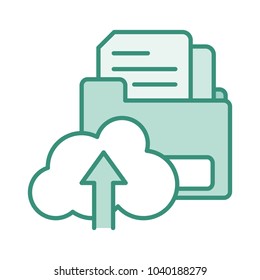 duo color documents inside file folder and cloud loading