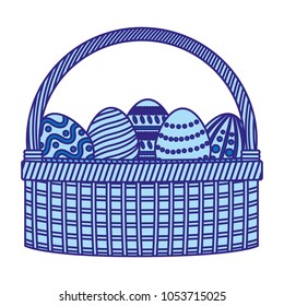 duo color eggs easter decoration inside hamper style