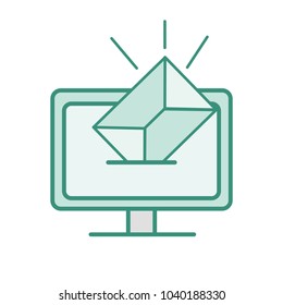 duo color e-mail message inside computer screen technology