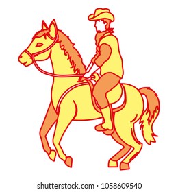 duo color man with beard ride horse animal