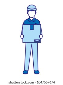 duo color man delivery courier with box service