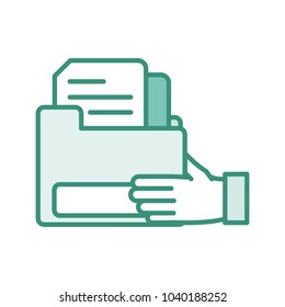 duo color man hand with file folder document