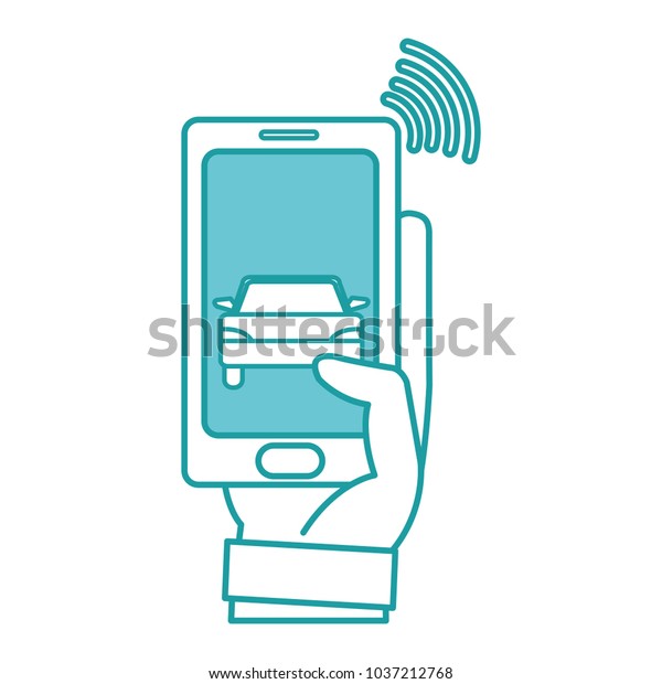 duo\
color man hand with smartphone and wifi\
connection