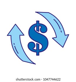 duo color money dollar symbol with arrows cycle
