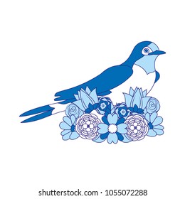 duo color nature bird animal with flowers with petals