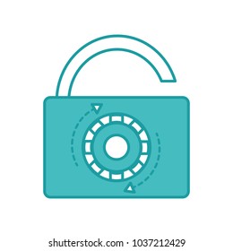 duo color open padlock object with password protection