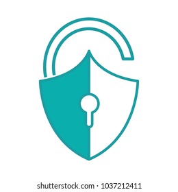 duo color open padlock shield to security object
