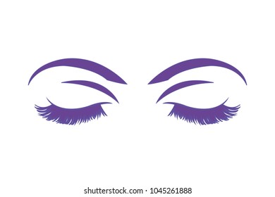 duo color woman closed eyes with eyelashes and eyebrows