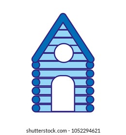 duo color wood cabin house with roof and door