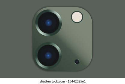 Duo Lens Camera Green colors on Smartphone or other gadgets.