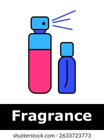 Duo de frascos de perfume com spray, simbolizando variedade de aromas, fragrância portátil, rotina diária, cosméticos essenciais.