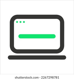 Duo tone laptop icon, computer icon. Green and gray icon. editable color