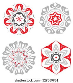 Duocolor abstract flower set for creative design