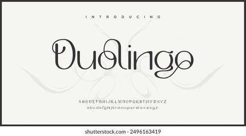 Duolingo Modern abstract digital tech font. Logo creative font, type, technology, movie, digital, music, movie. Fonts and illustration in vector format.
