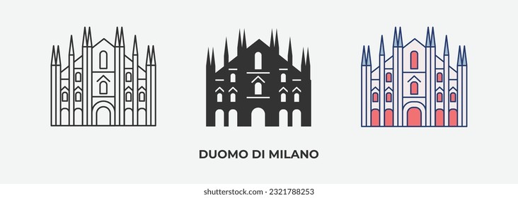 Duomi di Milano icon in different style vector illustration. Duomi di Milano vector icons designed filled, outline, line and stroke style for mobile concept and web design. 