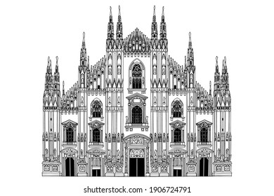 Duomo cathedral in Milan, Italy. Vector sketch.