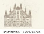 Duomo cathedral in Milan. Vector sketch.