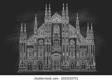 Duomo cathedral in Milan. Vector sketch.