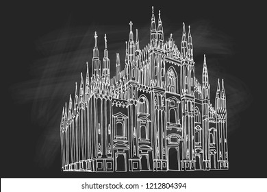 Duomo cathedral in Milan. Vector sketch.