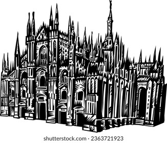 Duomo cathedral in Milan. Vector sketch