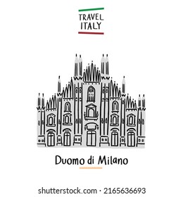 Duomo di Milano Italien Wahrzeichen Handgezeichnete Farbillustration