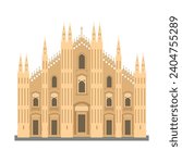 duomo di milano. Milan, italy famous cathedral vector illustration.